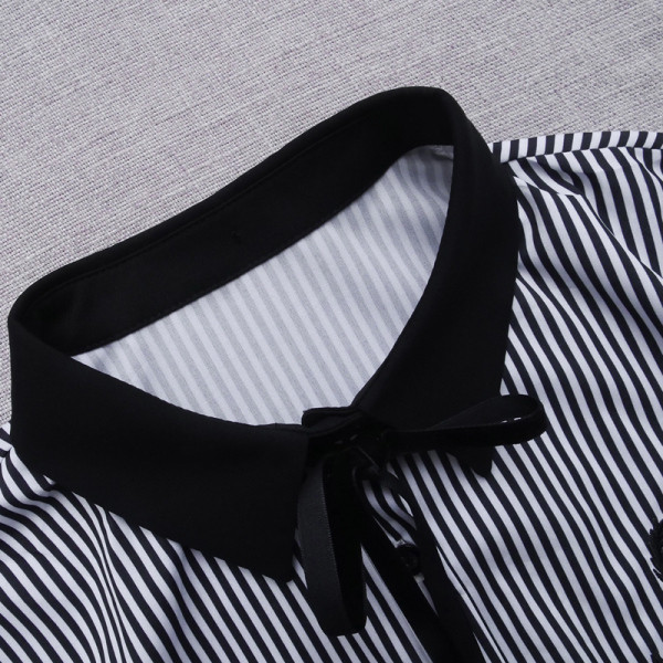 Női ing klasszikus gallérral, gombokkal, hímzéssel és nyakkendővel három színben