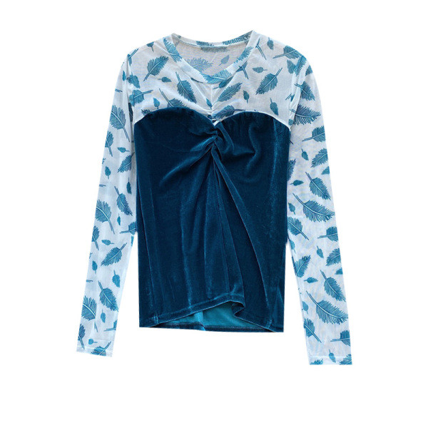 Μοντέρνα γυναικεία μπλούζα βελούδο με μανίκια σε τρία χρώματα