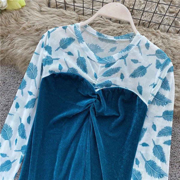 Μοντέρνα γυναικεία μπλούζα βελούδο με μανίκια σε τρία χρώματα