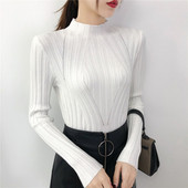 Μοντέρνο γυναικείο πουλόβερ με ημι-υψηλό γιακά σε τέσσερα χρώματα