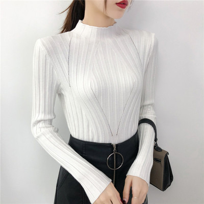 Pulover de dama modern in patru culori cu guler semi-inalt