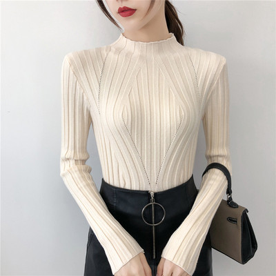 Μοντέρνο γυναικείο πουλόβερ με ημι-υψηλό γιακά σε τέσσερα χρώματα