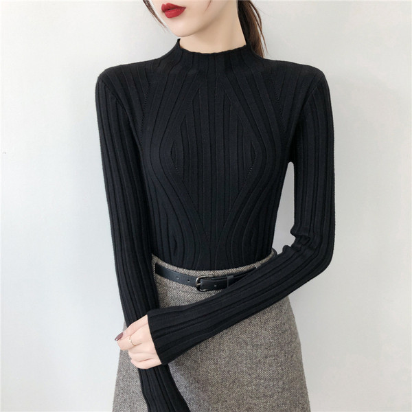 Μοντέρνο γυναικείο πουλόβερ με ημι-υψηλό γιακά σε τέσσερα χρώματα