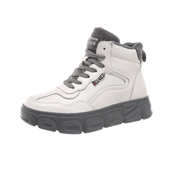 Μοντέρνα γυναικεία πάνινα παπούτσια με κορδόνια και χοντρύ σόλα σε μαύρο και γκρι χρώμα