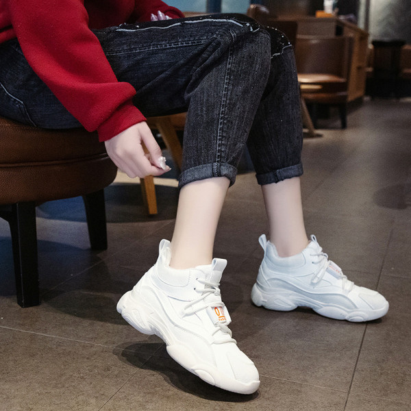 Női alkalmi sportcipő fehér, szürke és kék fűzővel