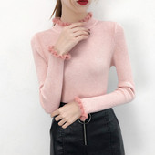 Aktuális női pulóver félmagas gallérral, öt színben