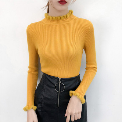 Aktuális női pulóver félmagas gallérral, öt színben