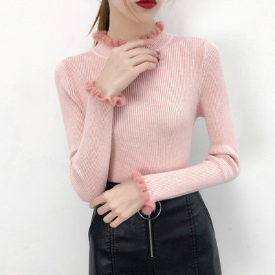 Aktuális női pulóver félmagas gallérral, öt színben