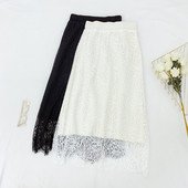 Γυναικεία δαντελένια φούστα με ψηλή μέση, σε λευκό και μαύρο χρώμα