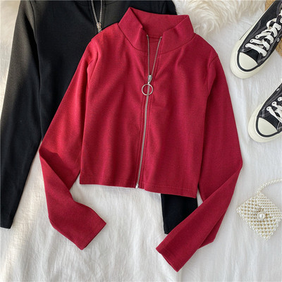 Női alkalmi ing cipzárral és magas gallérral több színben