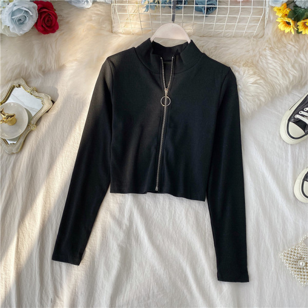 Női alkalmi ing cipzárral és magas gallérral több színben