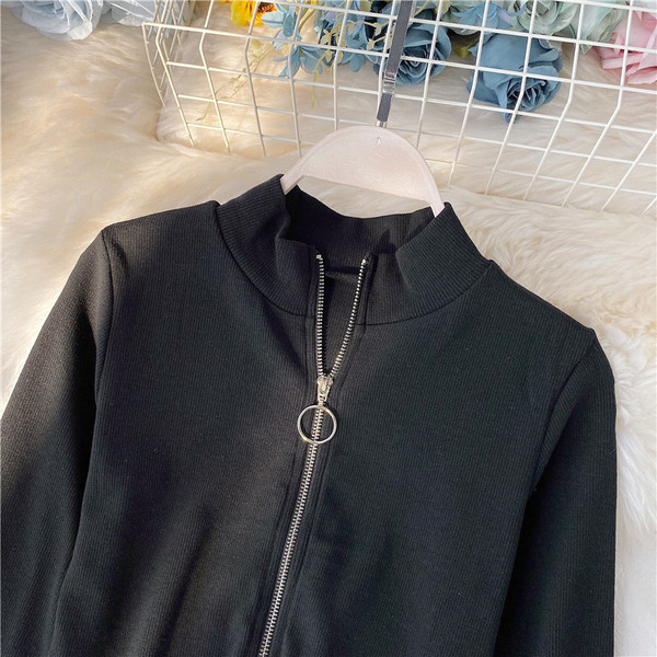 Női alkalmi ing cipzárral és magas gallérral több színben