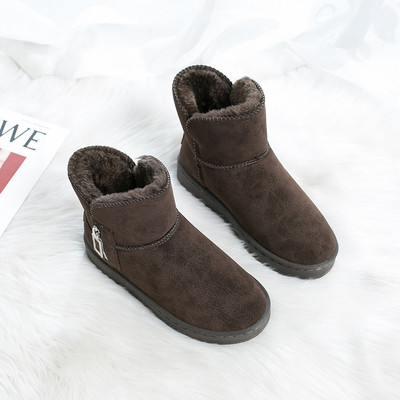 Γυναικείες χειμερινές μπότες με επίπεδη σόλα και  οικολογικό σουέτ σε δύο χρώματα