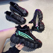 Női bőr tornacipő magas és durva talppal több színben