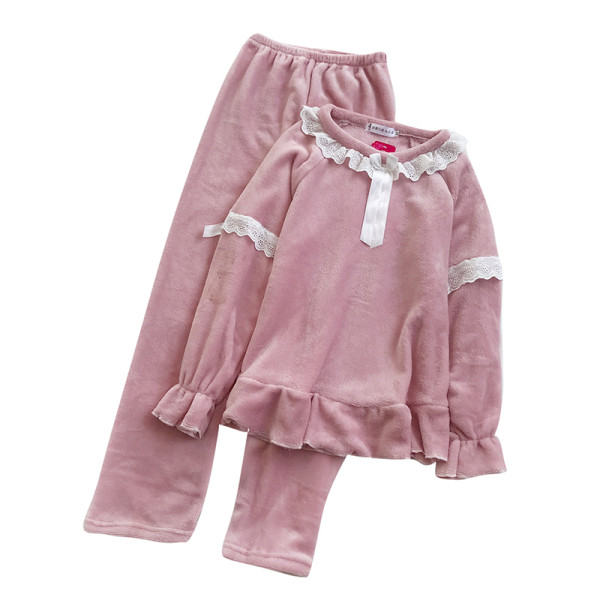 Női téli pizsama két részes kék és rózsaszín színben