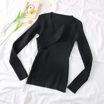 Modern női pulóver spitz nyakkivágással és hosszú ujjú több színben