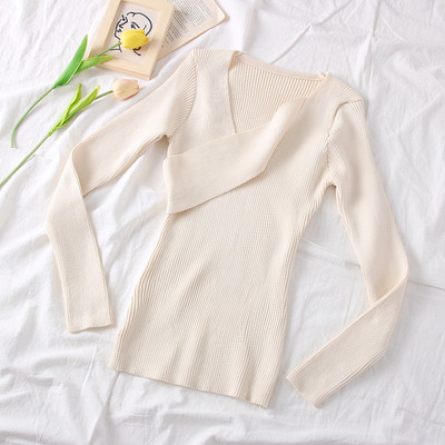 Modern női pulóver spitz nyakkivágással és hosszú ujjú több színben