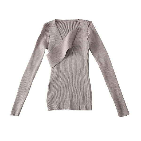 Modern női pulóver spitz nyakkivágással és hosszú ujjú több színben