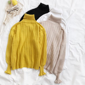 Γυναικέιο πουλόβερ σε τέσσερα χρώματα με υψηλό γιακά και μακρύ μανίκι