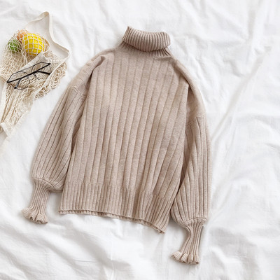 Γυναικέιο πουλόβερ σε τέσσερα χρώματα με υψηλό γιακά και μακρύ μανίκι