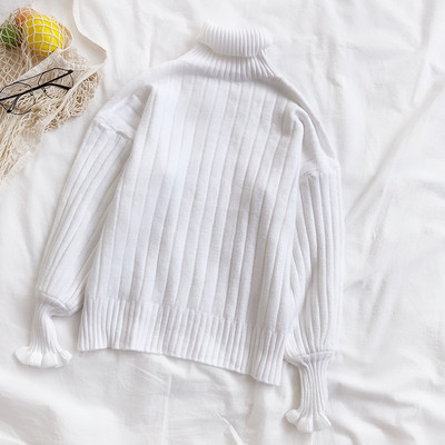 Γυναικέιο πουλόβερ σε τέσσερα χρώματα με υψηλό γιακά και μακρύ μανίκι