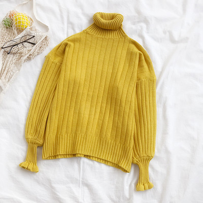 Γυναικέιο πουλόβερ σε τέσσερα χρώματα με υψηλό γιακά και μακρύ μανίκι