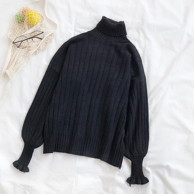 Γυναικέιο πουλόβερ σε τέσσερα χρώματα με υψηλό γιακά και μακρύ μανίκι