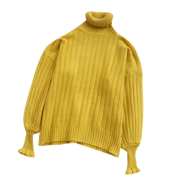 Γυναικέιο πουλόβερ σε τέσσερα χρώματα με υψηλό γιακά και μακρύ μανίκι