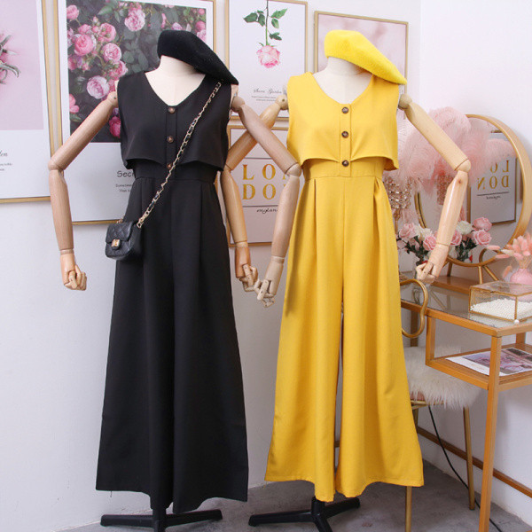 Νέο μοντέλο γυναικεία ολποσωμη φόρμα με κουμπιά και λαιμόκοψη σε μαύρο, κίτρινο, μπορντό και πράσινο χρώμα