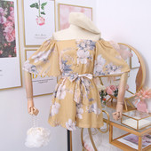 Μοντέρνα γυναικεία ολόσωμη  φόρμες με γυμνούς ώμους και φυτικά μοτίβα