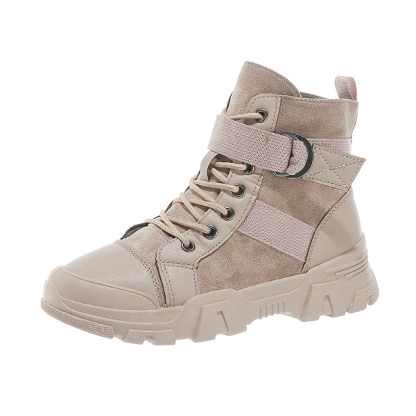 Alkalmi női magas csizma fűzős fekete és bézs színben