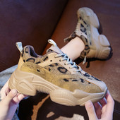 ΝΕΟ μοντέλο μοντέρνα γυναικεία αθλητικά παπούτσια με ζωικό τύπωμα και σκληρή σόλα μπλε και καφέ χρώμα