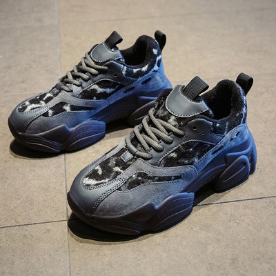 ΝΕΟ μοντέλο μοντέρνα γυναικεία αθλητικά παπούτσια με ζωικό τύπωμα και σκληρή σόλα μπλε και καφέ χρώμα