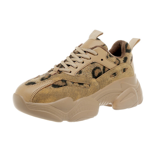 ΝΕΟ μοντέλο μοντέρνα γυναικεία αθλητικά παπούτσια με ζωικό τύπωμα και σκληρή σόλα μπλε και καφέ χρώμα