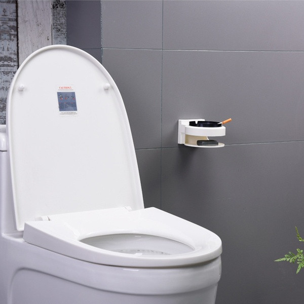 Многофункционален пепелник за монтиране на стена от неръждаема стомана с място за телефон 