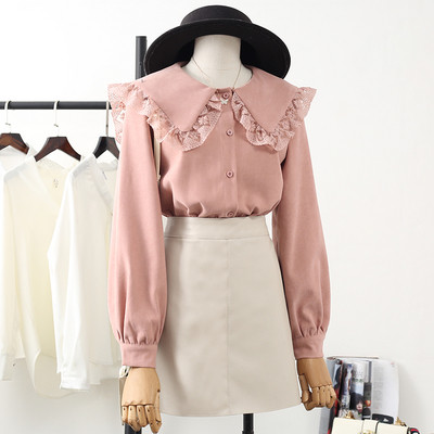 Modern női ing csipkével és gombokkal fehér, zöld és rózsaszín színben