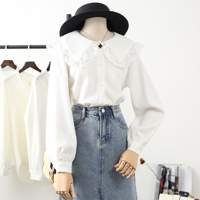 Modern női ing csipkével és gombokkal fehér, zöld és rózsaszín színben