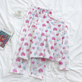 Női téli pizsama kétrészes fehér színben, hímzéssel