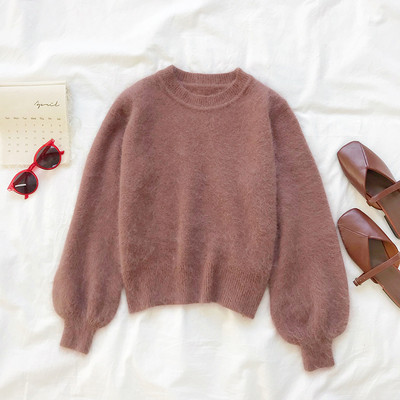 Γυναικείο πουλόβερ  σε τέσσερα χρώματα με οβάλ ντεκολτέ και φαρδιά μανίκια