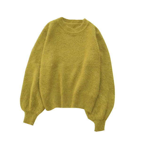 Γυναικείο πουλόβερ  σε τέσσερα χρώματα με οβάλ ντεκολτέ και φαρδιά μανίκια