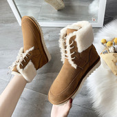 Modern női téli csizma lapos talppal és fűzővel, négy színben