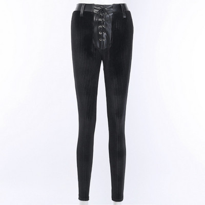 Modern női hosszú nadrág magas derékkal, fekete színben