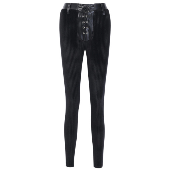 Modern női hosszú nadrág magas derékkal, fekete színben