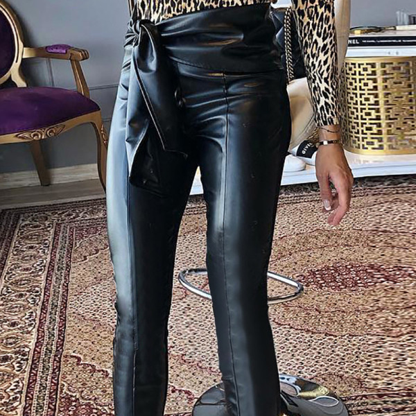 Modern női leggings magas derékkal, fekete hasítékokkal