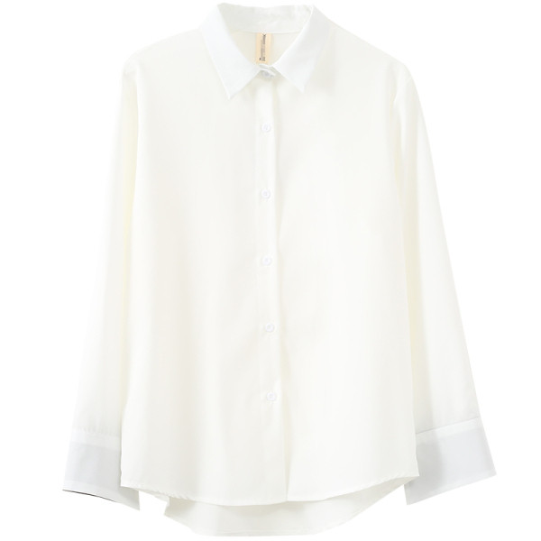 Női ing széles ujjal és klasszikus gallérral fehér, kék és bézs színben