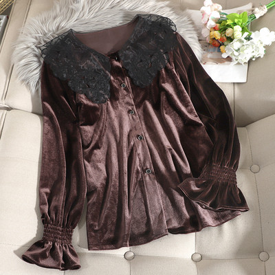 Γυναικείο καθημερινό πουκάμισο με δαντέλα και κουμπιά σε τρία χρώματα