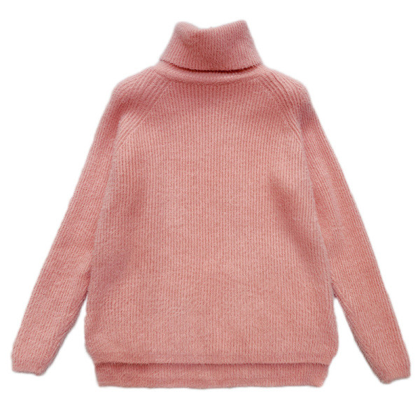 Μοντέρνο γυναικείο πουλόβερ με υψηλό γιακά και μακριά μανίκια