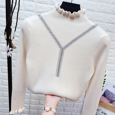 Γυναικείο πλεκτό πουλόβερ με κολάρο πόλο σε διάφορα χρώματα