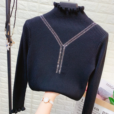 Γυναικείο πλεκτό πουλόβερ με κολάρο πόλο σε διάφορα χρώματα