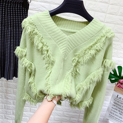 Γυναικείο πλεκτό πουλόβερ με λαιμόκοψη - διάφορα χρώματα